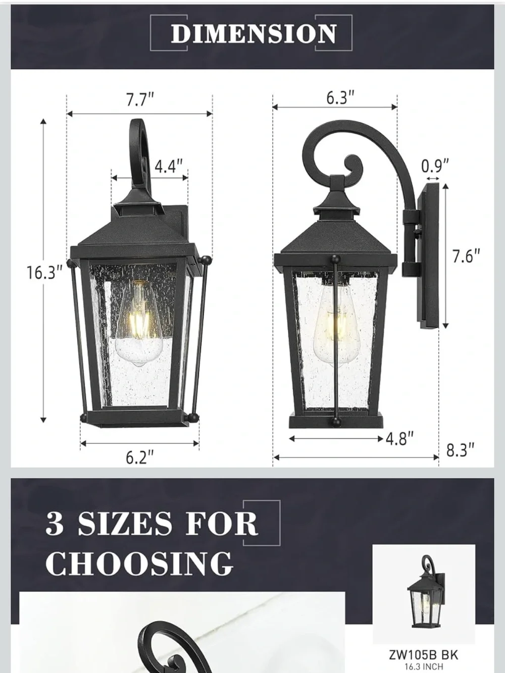 zeyu 2 Pack Outdoor Wall Lights, 16 Inch Exterior Lighting Fixtures